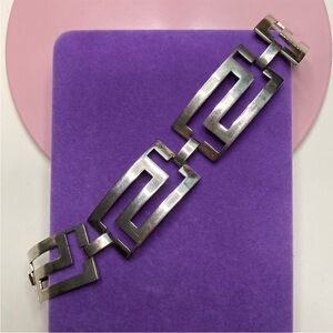 925 Mexico Stamped Greek Key Silver Bracelet